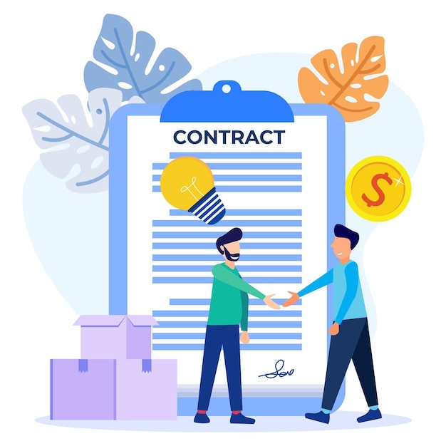 Illustration vector graphic cartoon character of business contract