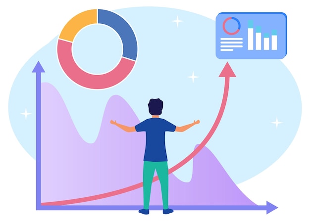 Vector illustration vector graphic cartoon character of business growth