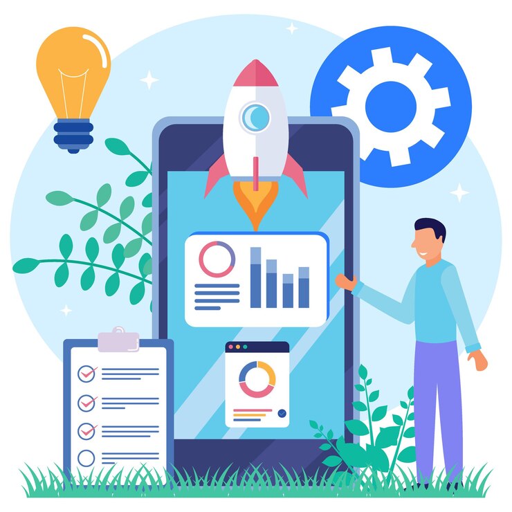 Vector illustration vector graphic cartoon character of business growth