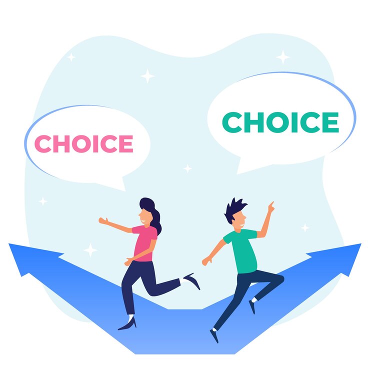 Vector illustration vector graphic cartoon character of business strategy choices and future choices