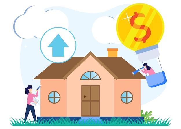 Illustration vector graphic cartoon character of buy and choose housing