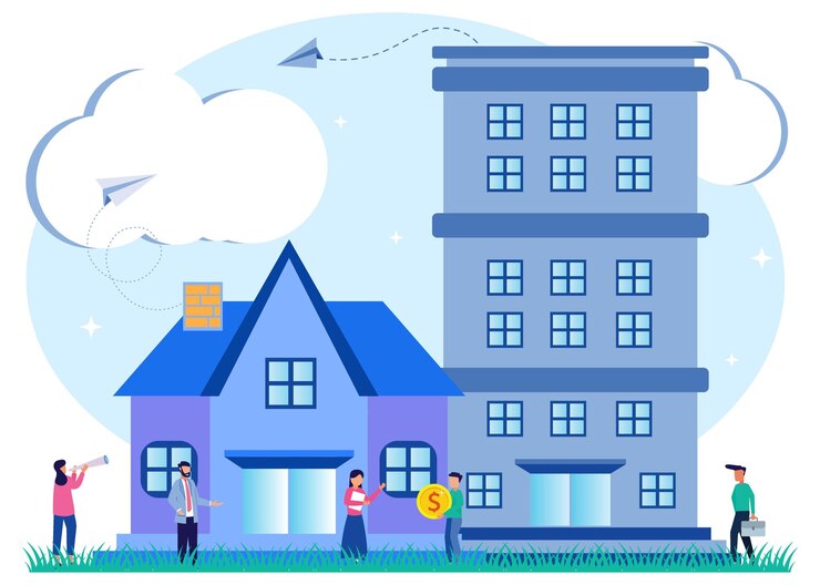 वेक्टर illustration vector graphic cartoon character of buy and choose housing