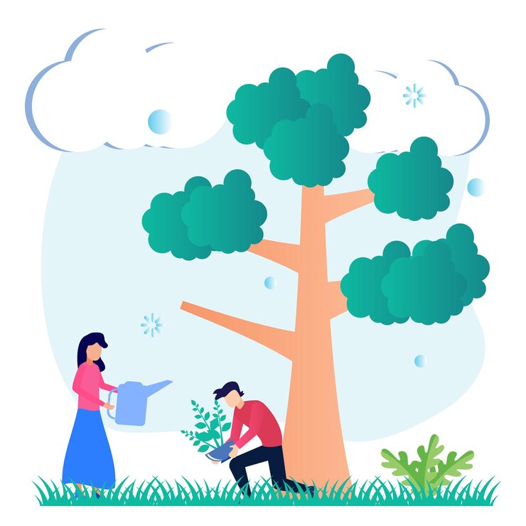 Vector illustration vector graphic cartoon character of care for the environment and reforestation