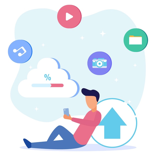 Illustration vector graphic cartoon character of cloud storage