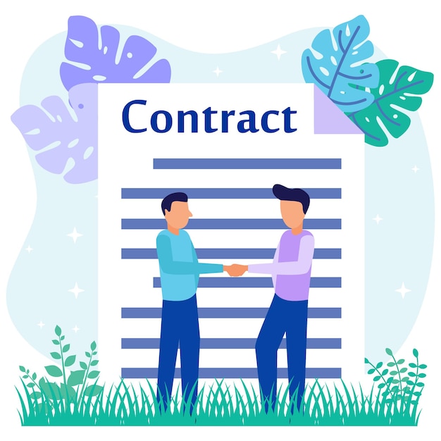 Illustration vector graphic cartoon character of contract signature