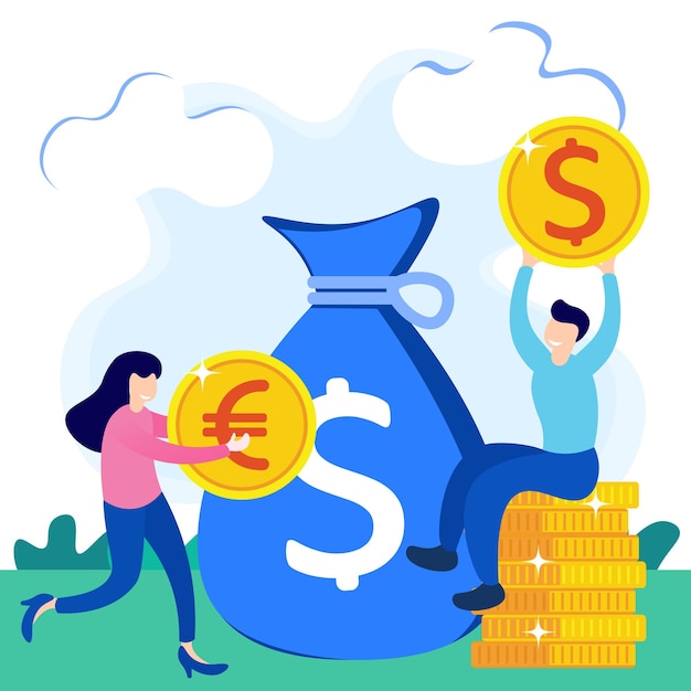 Illustration vector graphic cartoon character of currency exchange