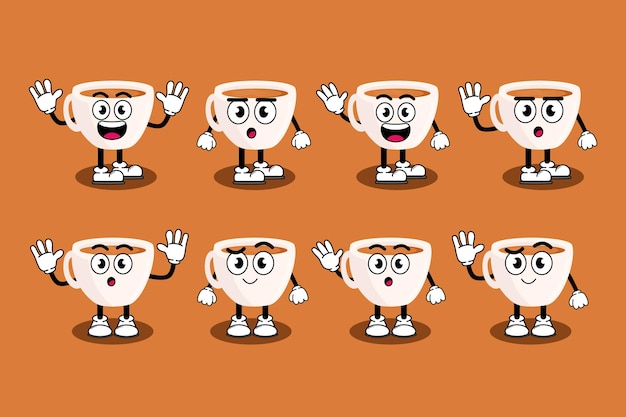 Vector illustration vector graphic cartoon character of cute mascot coffee cup with pose