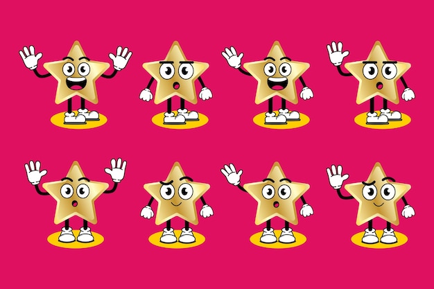 Vector illustration vector graphic cartoon character of cute mascot golden star with pose