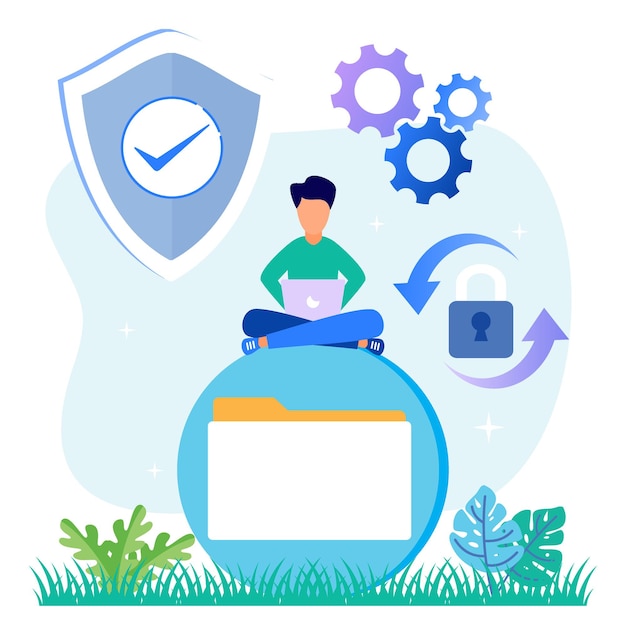 Illustration vector graphic cartoon character of Data protection