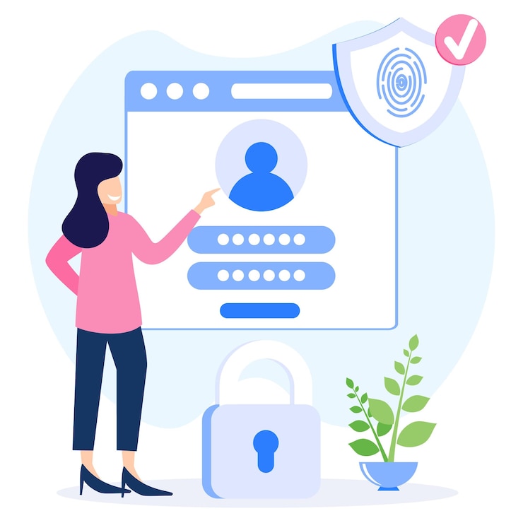 Vector illustration vector graphic cartoon character of data protection