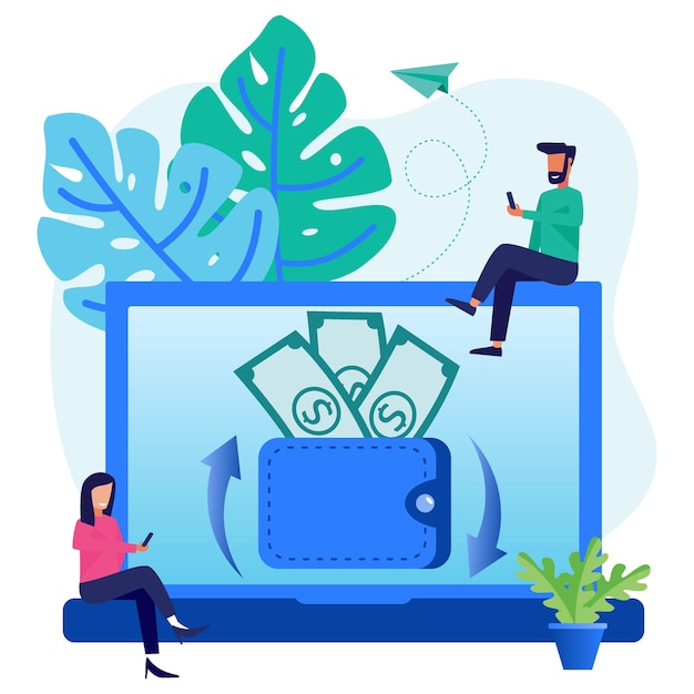 Illustration vector graphic cartoon character of e wallet