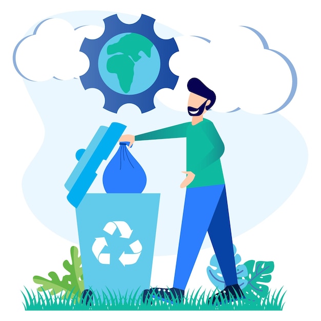 Illustration vector graphic cartoon character of environmentally friendly technology