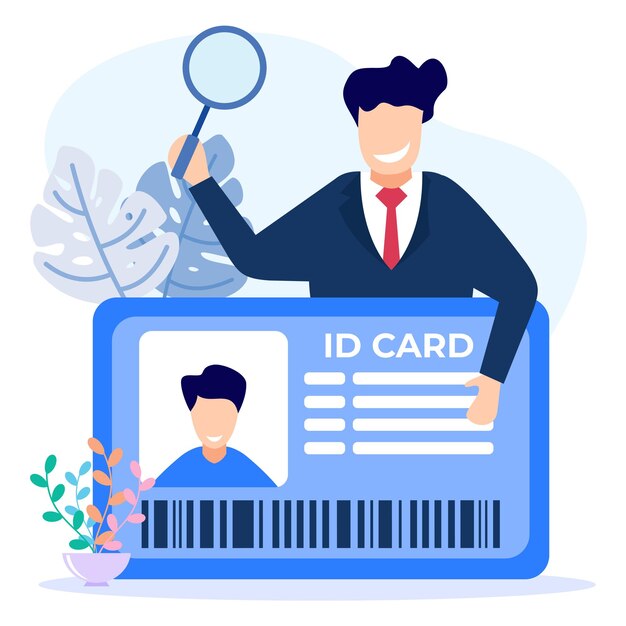 사진이 있는 ID 카드의 그림 벡터 그래픽 만화 캐릭터