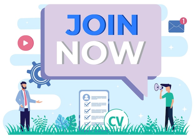 Illustration vector graphic cartoon character of join now