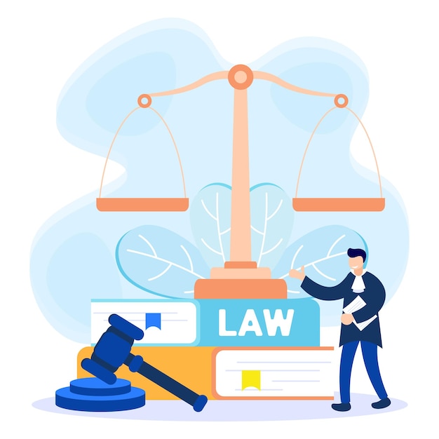 Illustration vector graphic cartoon character of law and justice