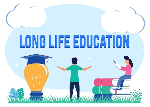 Illustration vector graphic cartoon character of long life education