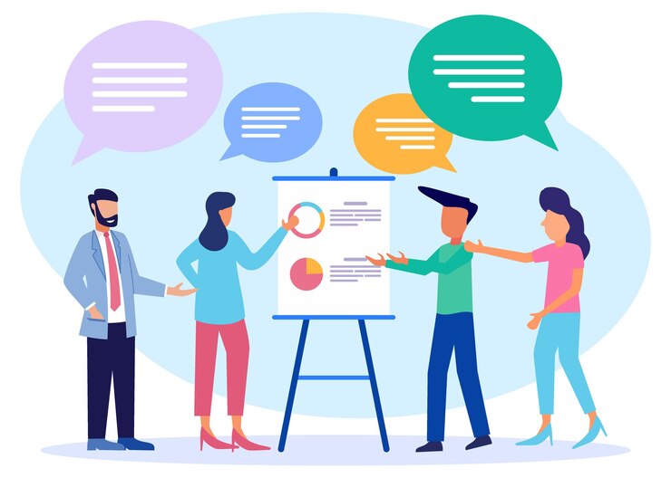 Vector illustration vector graphic cartoon character of meeting