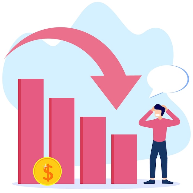 Вектор Иллюстрация векторной графики мультипликационный персонаж бизнес-кризиса