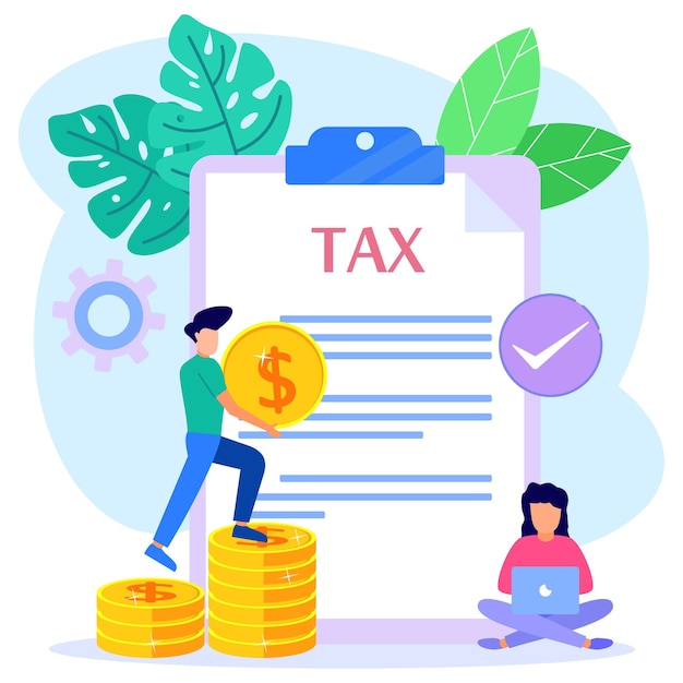 Illustration vector graphic cartoon character of online tax