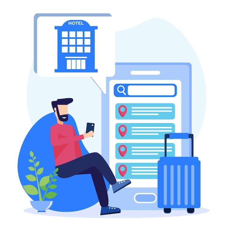 Vector illustration vector graphic cartoon character of online ticket booking