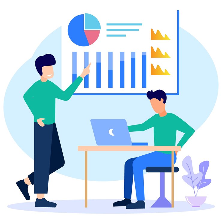 Vector illustration vector graphic cartoon character of presentation