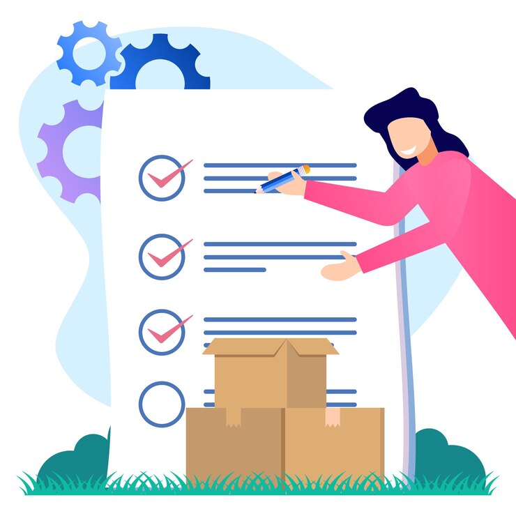 Vector illustration vector graphic cartoon character of product quality control and logistics