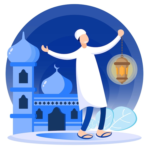 Vector illustration vector graphic cartoon character of ramadhan