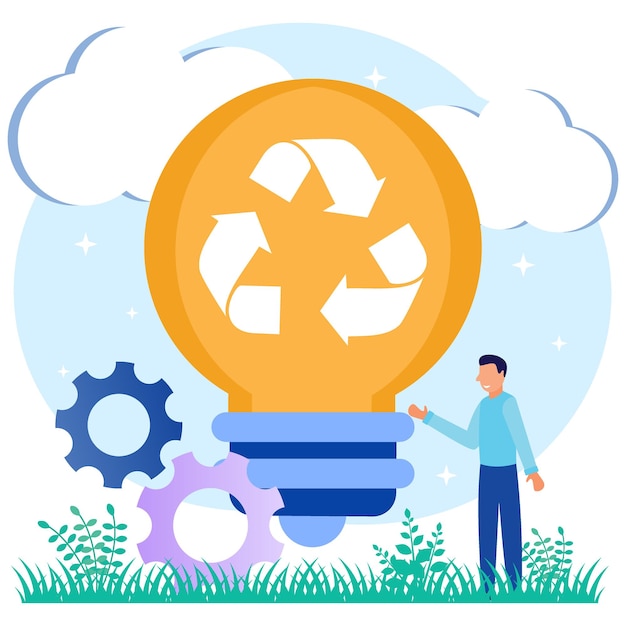 Illustration vector graphic cartoon character of recycle ideas