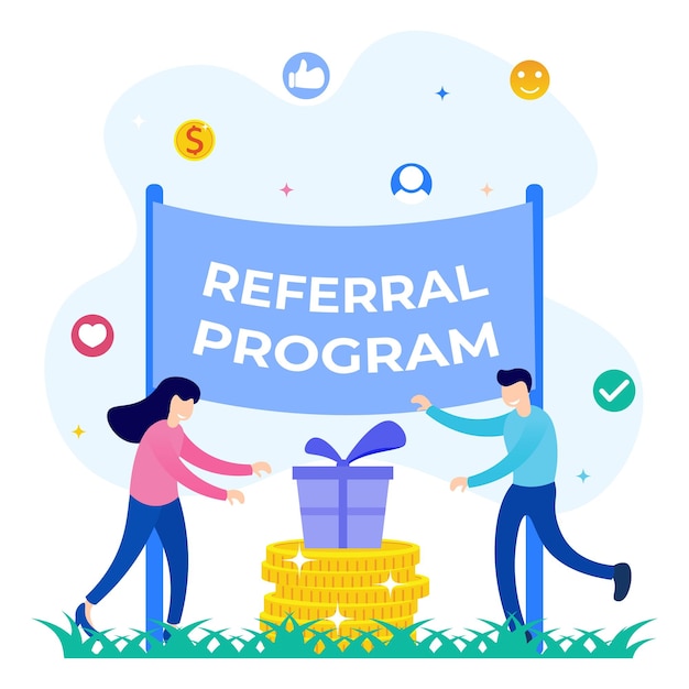 Vector illustration vector graphic cartoon character of referral program