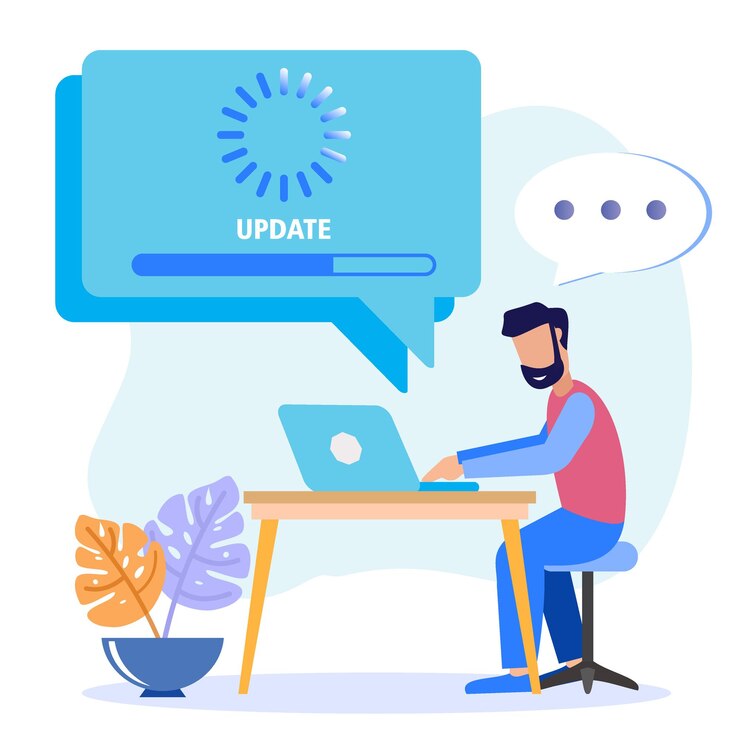 Vector illustration vector graphic cartoon character of system update