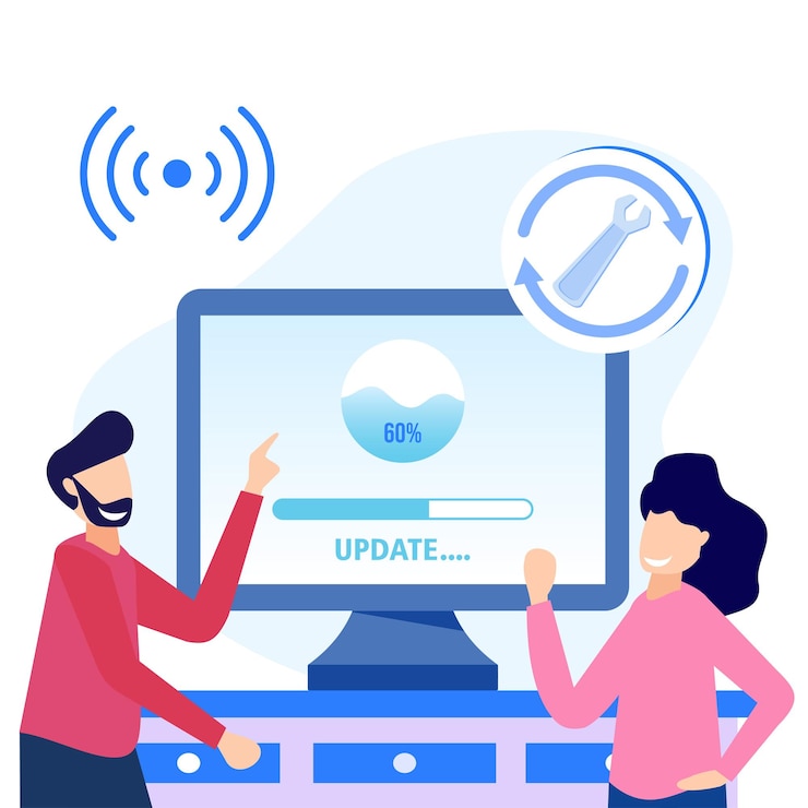 वेक्टर illustration vector graphic cartoon character of system update