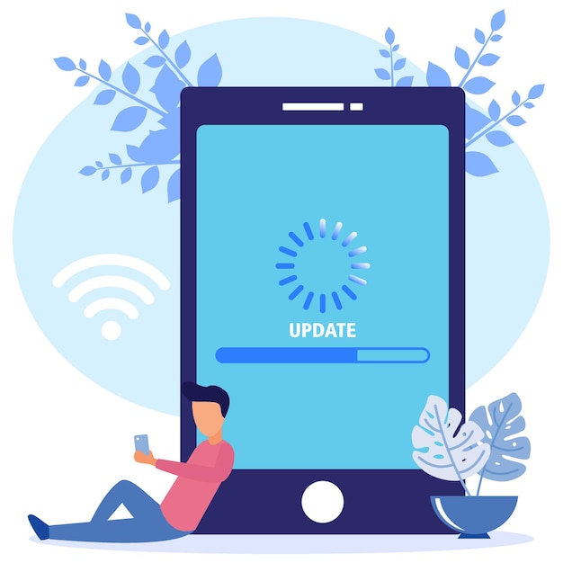 Illustration vector graphic cartoon character of system update