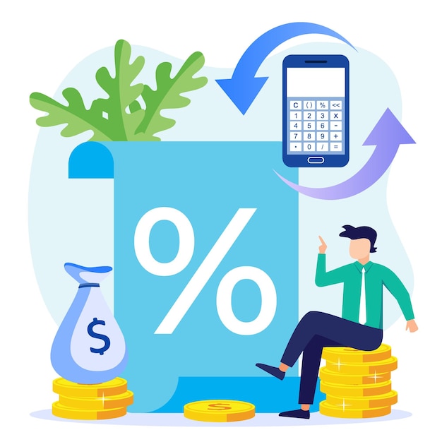 Illustration vector graphic cartoon character of tax calculation