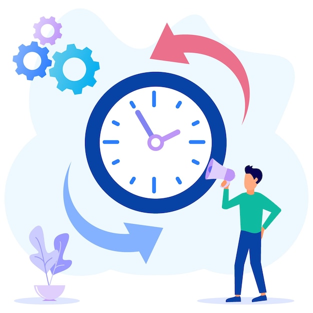 Vector illustration vector graphic cartoon character of time management