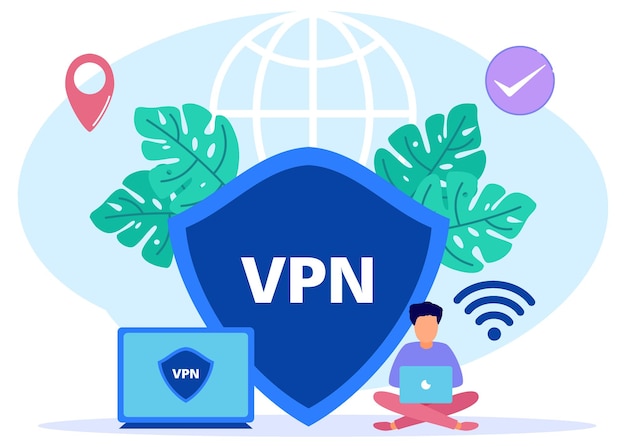 Illustrazione grafica vettoriale personaggio dei cartoni animati di vpn