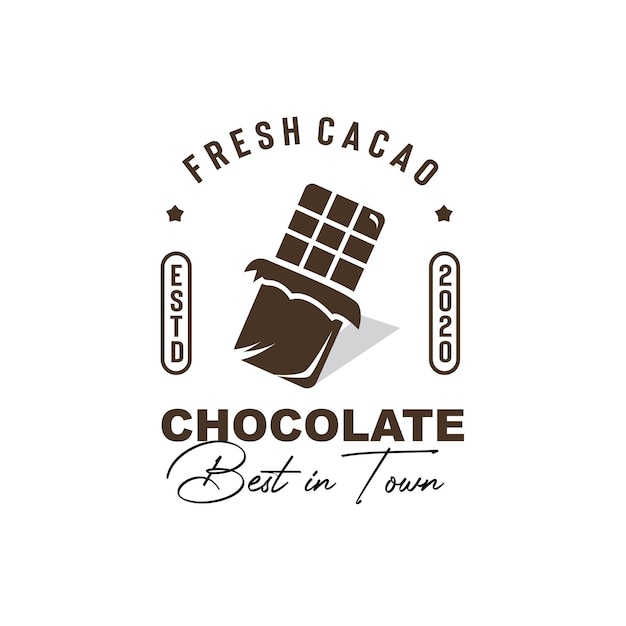 甘いチョコレート製品に適したチョコレートバーヴィンテージロゴのイラストベクトルグラフィック