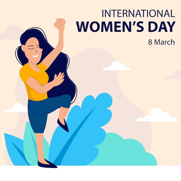 Vector illustration vector graphic of a dancing woman laughing happily perfect for international day