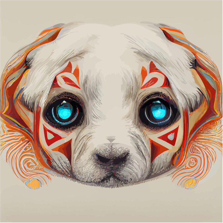 Vector illustration vector graphic of dog in hand draw tribal style perfect for t-shirt, poster, tattoo