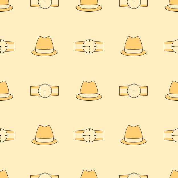 帽子と時計のデザインと父の日のシームレスなパターンのイラストベクトルグラフィック