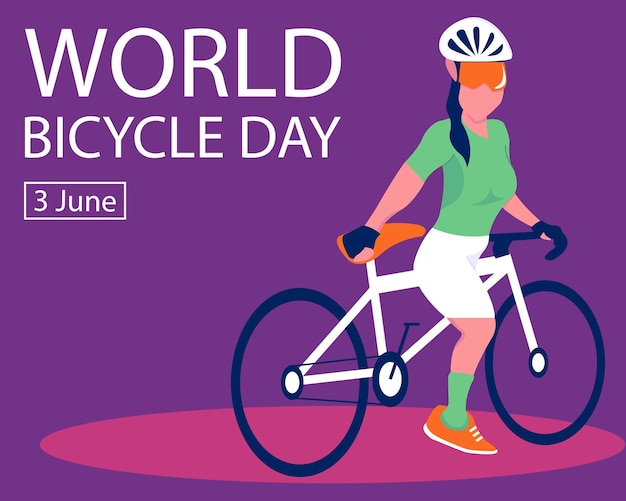 illustration vector graphic of female cyclist stops on the road perfect for international day