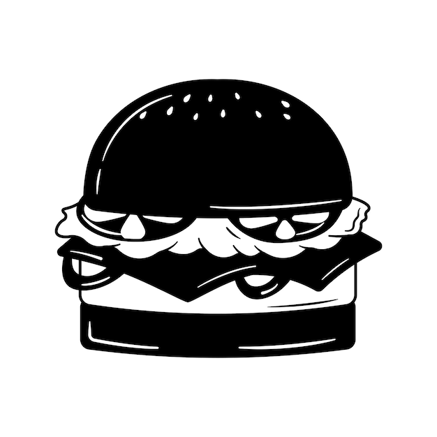 Illustration vector graphic of floating hamburger isolated on white background black and white