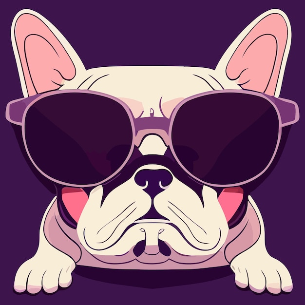 illustration Vector graphic of French bulldog wearing sunglasses isolated good for customize design