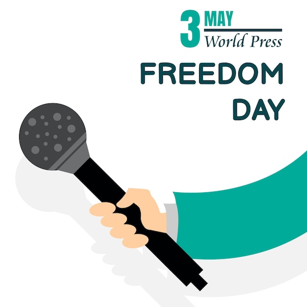 illustration vector graphic of a hand holding a microphone perfect for world press freedom day