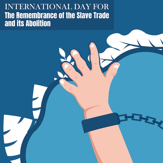 illustration vector graphic of hands waving up shackled by chains showing leaf