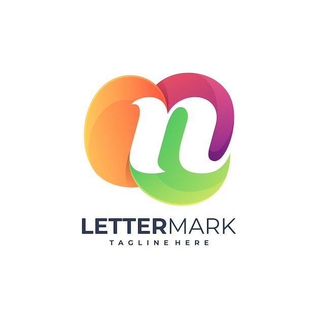 Illustration vector graphic letter mark N colorful logo template