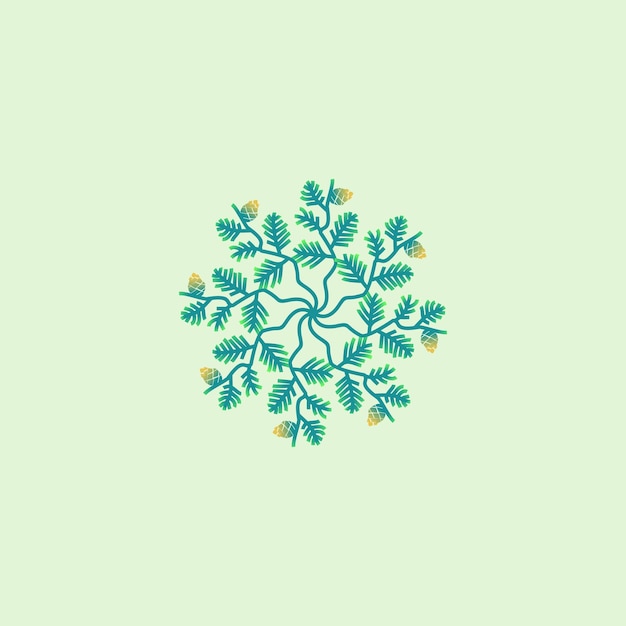 그림 벡터 그래픽 로고 디자인입니다. 삼나무, 소나무, 전나무의 원활한 패턴 잎