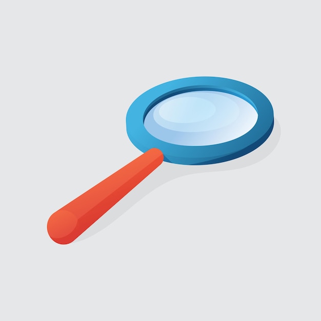 Vector illustration vector graphic of magnifying glass with blue plastic case flat design isolated on white background.