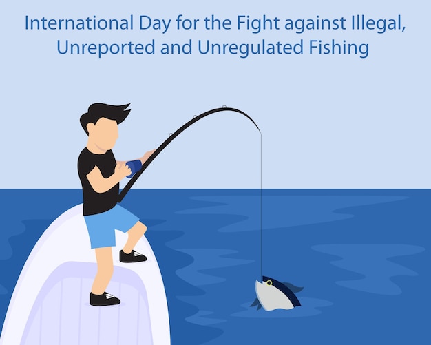 Vector illustration vector graphic of a man fishing in the sea with a boat perfect for international day
