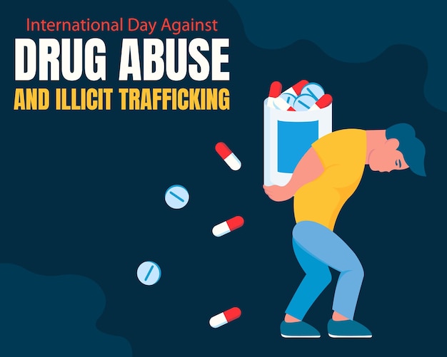 Vector illustration vector graphic of a man holding a bottle filled with prohibited drugs