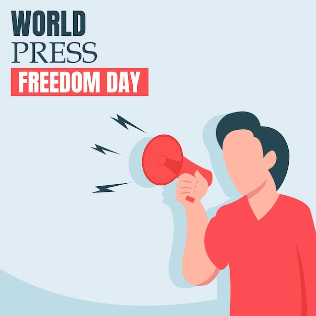 illustration vector graphic of a man holding a megaphone perfect for world press freedom day